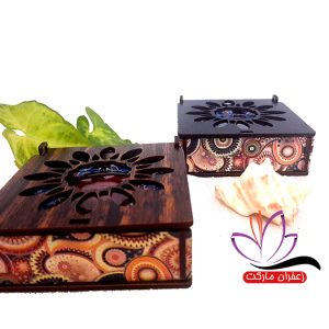 زعفران سوپرنگین نیم مثقالی باکس چوبی طرح خورشید